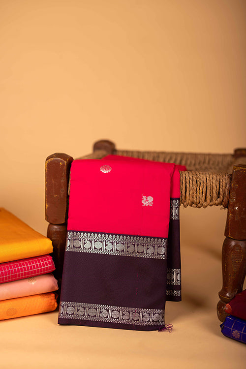 Pink And Purple Semi Silk Saree