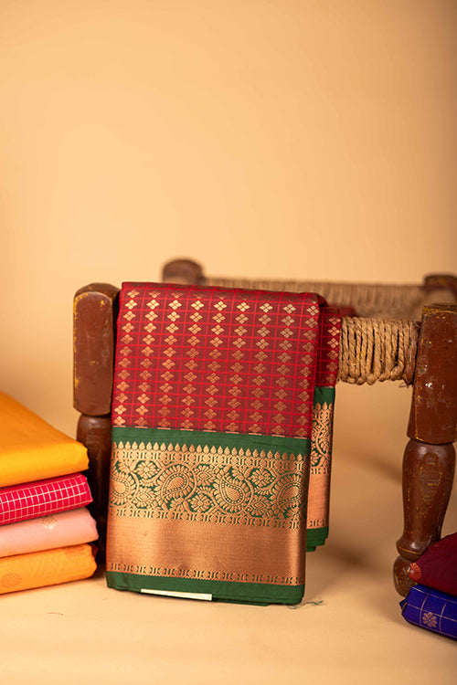 Maroon Semi Silk Saree