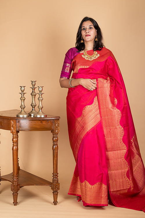 Blush pure silk saree