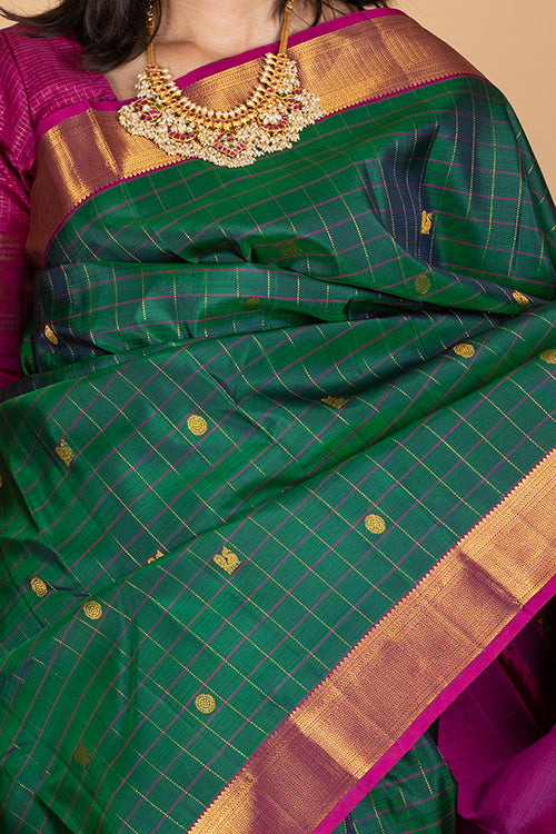 Peacock Green colour silk saree
