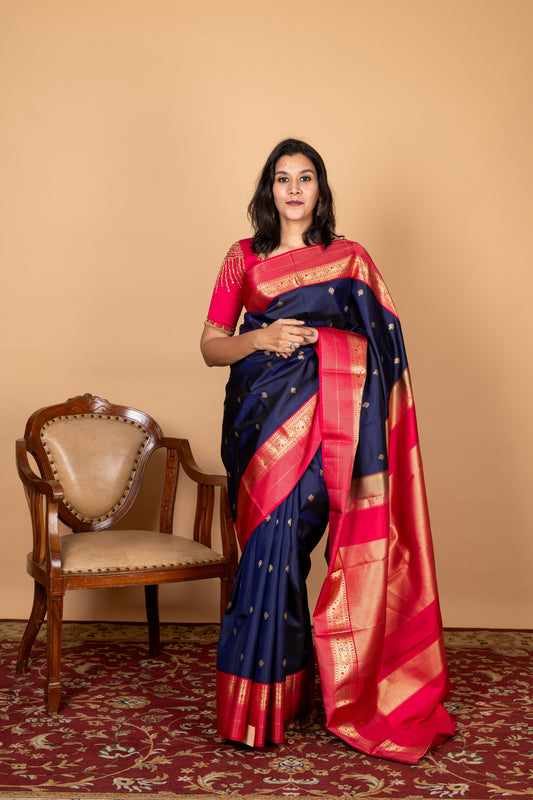 Navy Blue Silk Saree