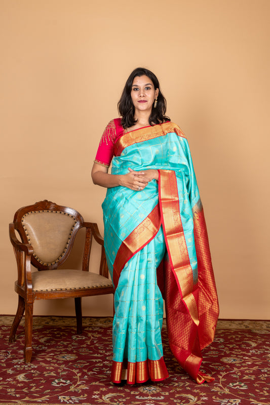 Sky Blue Silk Saree