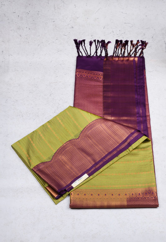 Green Purple Semi Soft Silk Saree