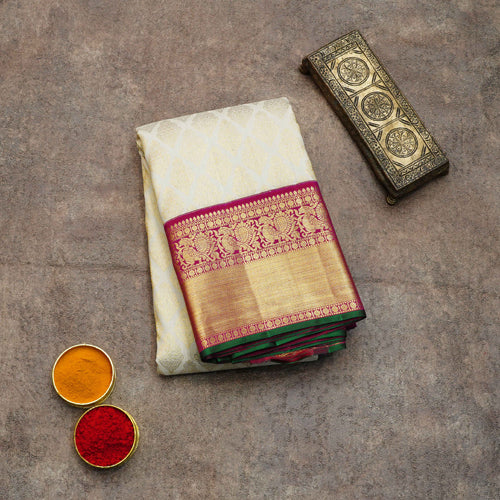 Offwhite Bridal Kanchipuram Silk Sarees