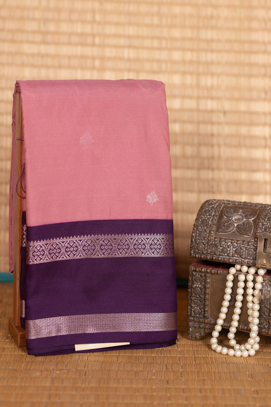 Dusty pink and purple semi silk saree