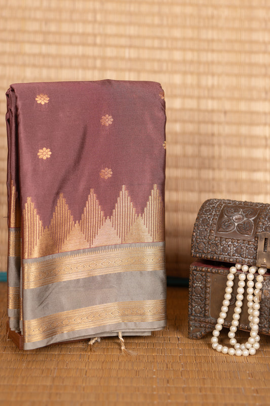 Velvet Rose and Light Grey Semi Silk Saree