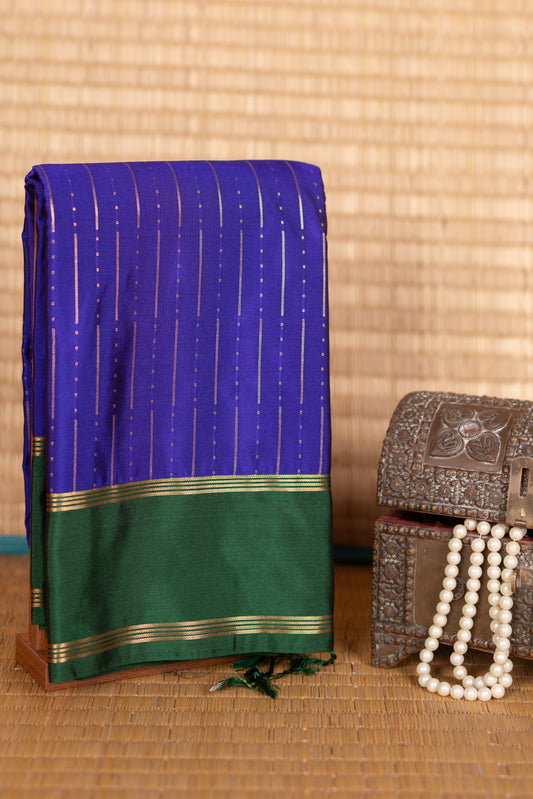 Royal Blue and Bottel Green Semi Silk Saree