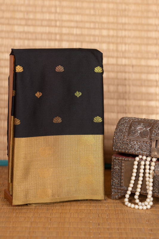 Black and Chartreuse Green Semi Silk Saree