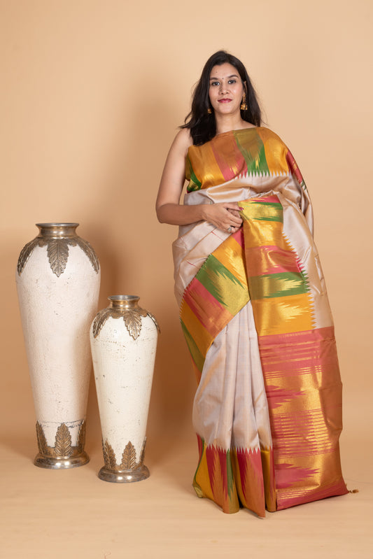 Tusser kanjivaram silk saree