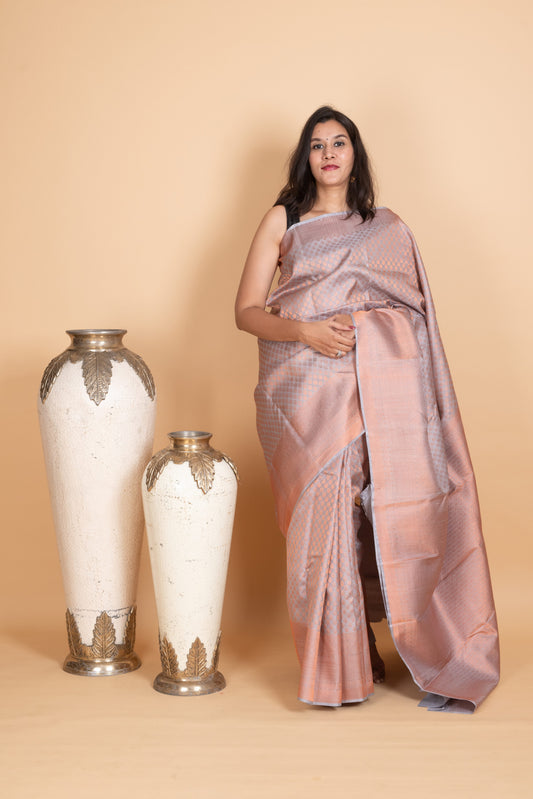 Cloud Grey Party Wear Silk Saree