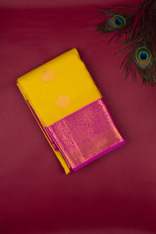 Yellow Pink Semi Silk Saree