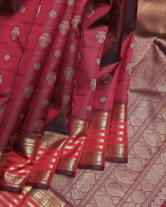 Maroon pure zari silk saree