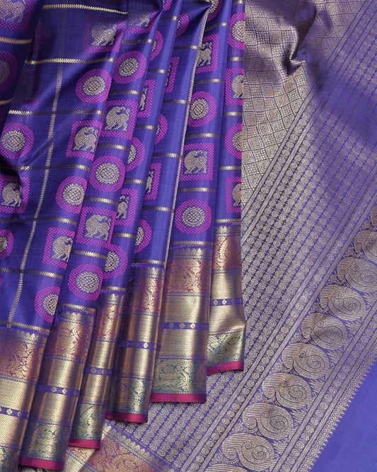 Bright Blue pure zari silk saree