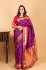 Rich Violet and Dual tone orange Kanjivaram silk saree