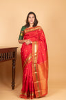 Bright Red and Dual tone Orange Pure Kanji silk saree