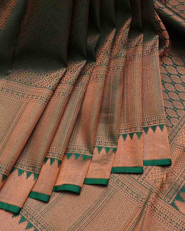 Dark Green Pattu Saree For Wedding