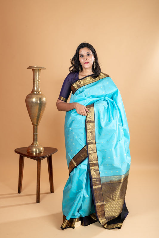 Skyblue silk saree