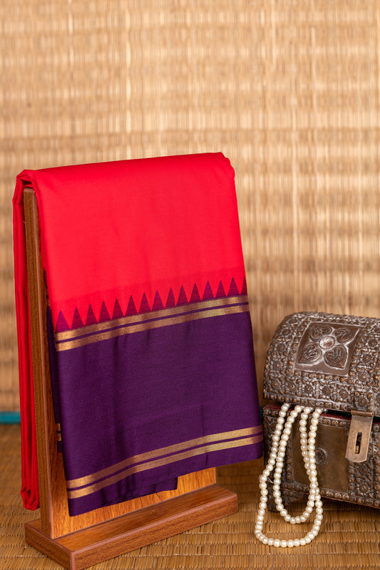 Red and purple soft silk saree