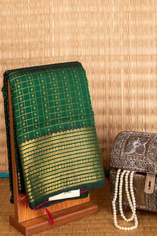 Bottle Green And Pink Combination Saree