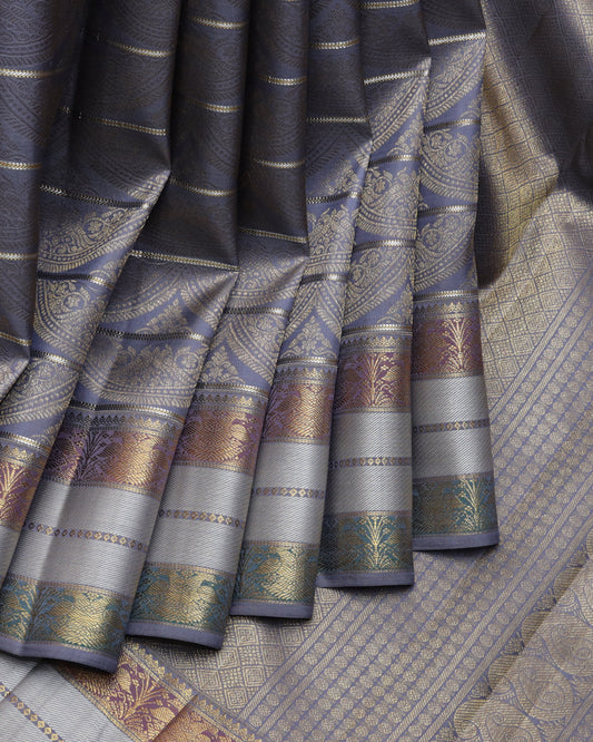 Grey pure Kanchipuram silk saree