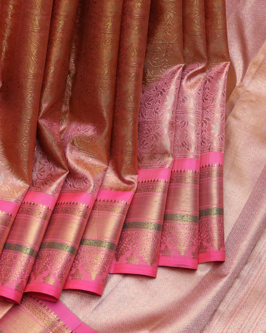 Pink tissue Pure zari kanchivaram silk saree