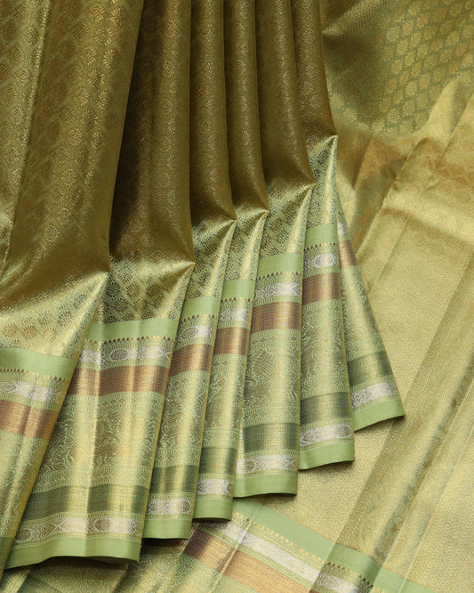Pear green tissue Pure zari kanjivaram silk saree