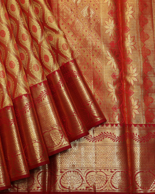Gold pure silk saree