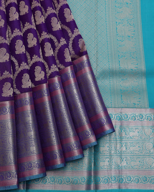 Purple turning silk saree