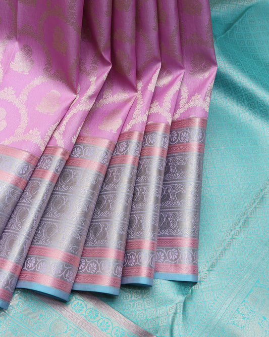 Lavender designer kanjivaram silk saree
