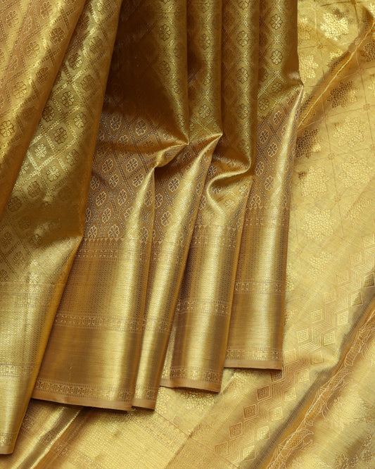 Golden kanjivaram pattu saree