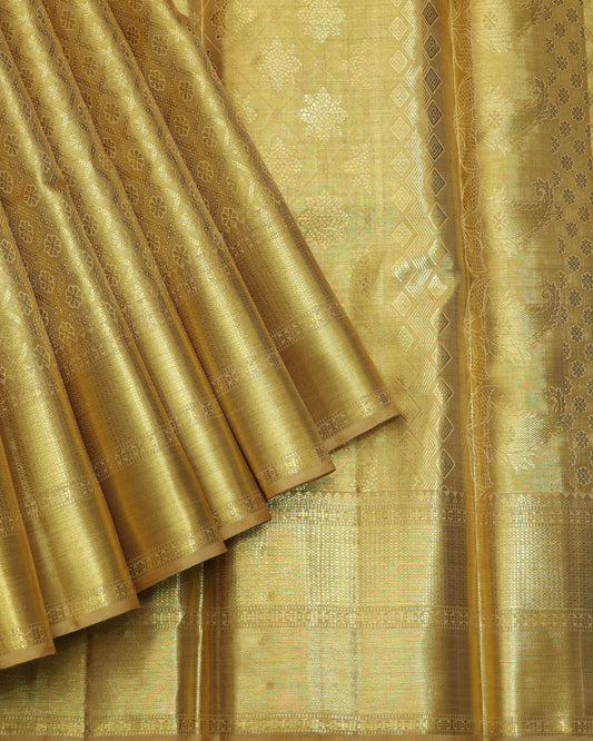 Golden kanjivaram pattu saree