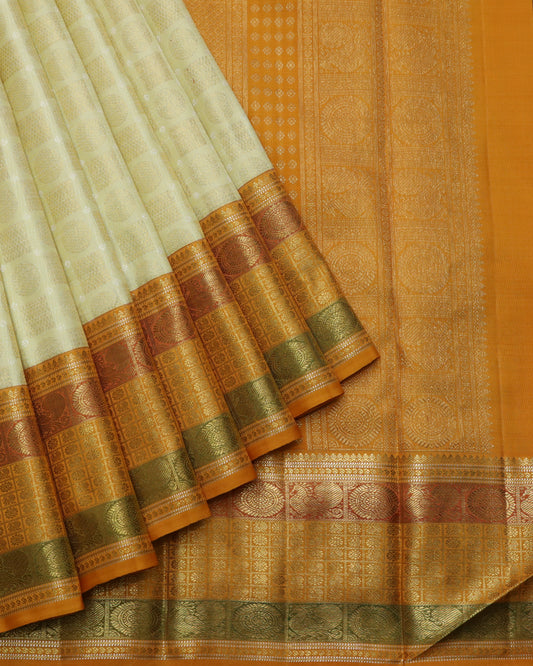 Malai yellow pure zari silk saree