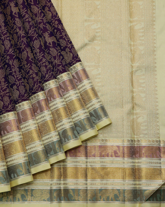 Jamun Purple pure zari silk saree