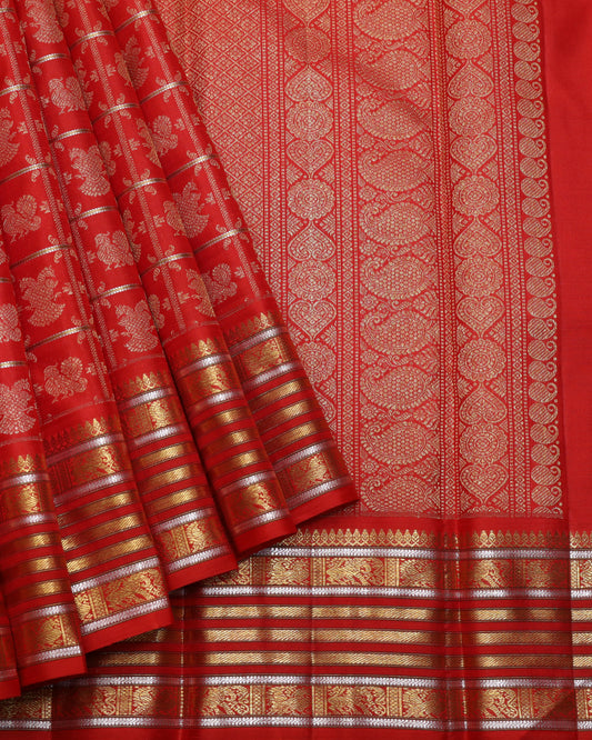 Red and traditional pure zari silk saree