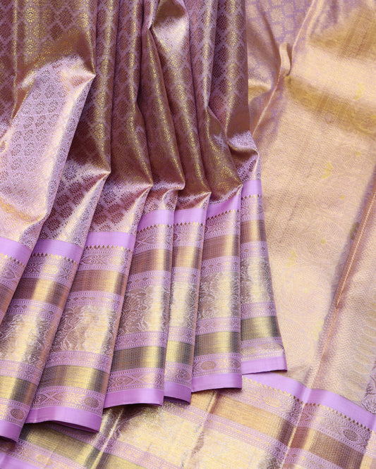 Lavender pure zari silk saree