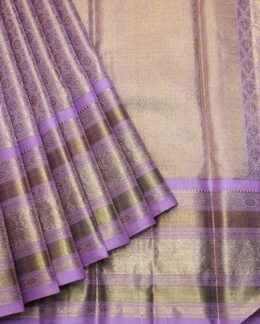 Lavender pure zari silk saree