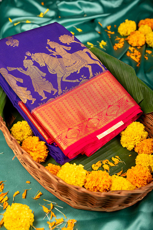 Blue vivaha semi silk saree