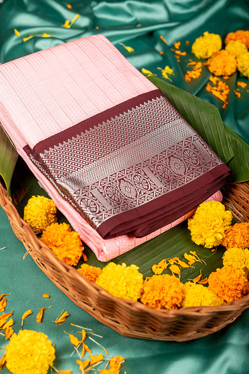 Brown and Pink Soft Silk Saree