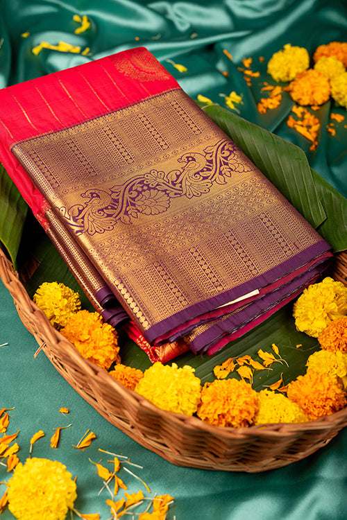Dual Tone Pink Semi Silk Saree