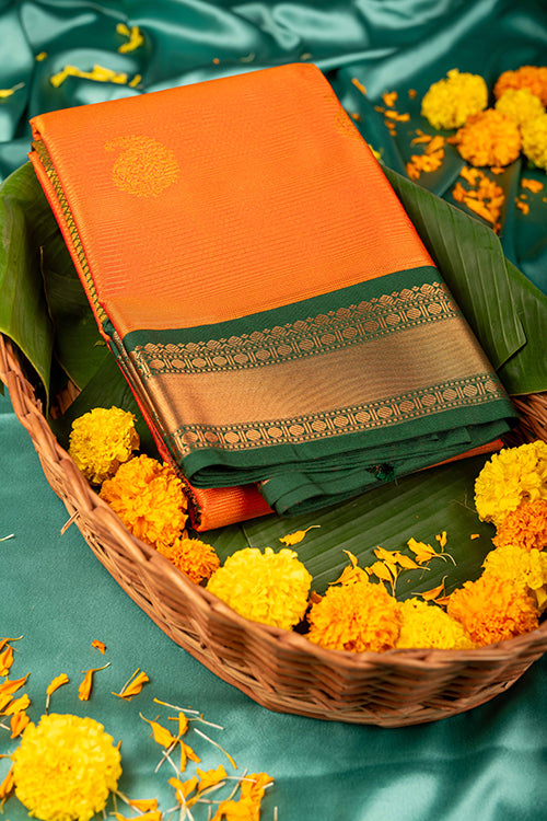 Honey orange semi silk saree