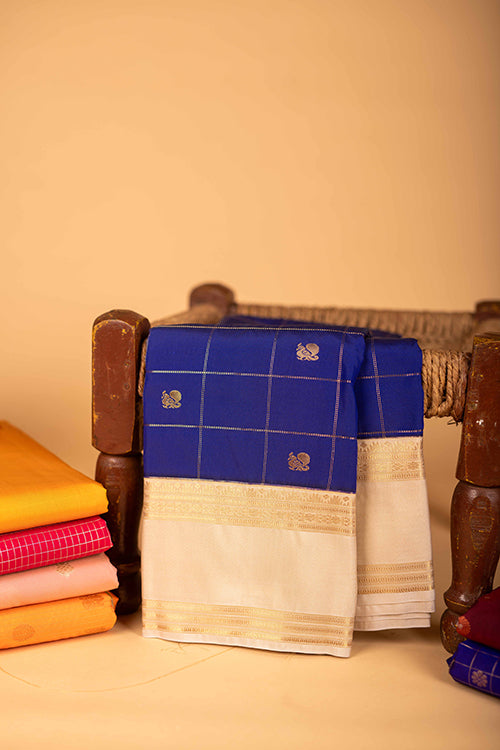 Ms blue semi silk saree