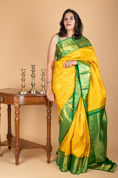 Yellow pattu saree