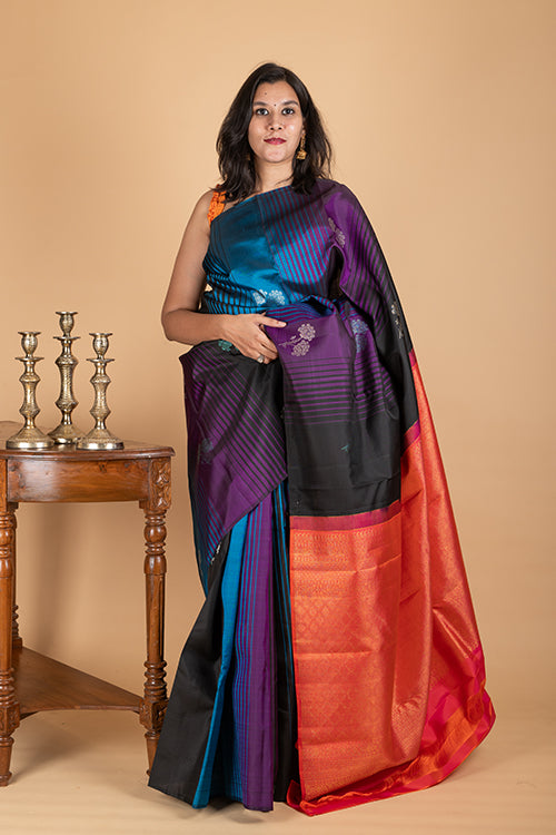 Black designer silk saree