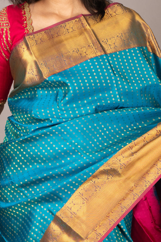 Light blue pure silk saree