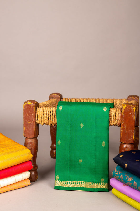 Dark green soft silk saree