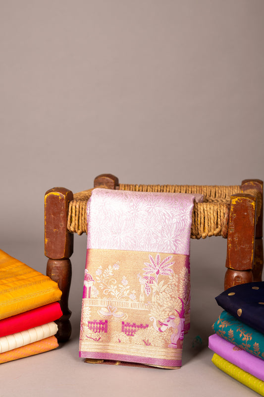 Lilac lavender tissue silk saree