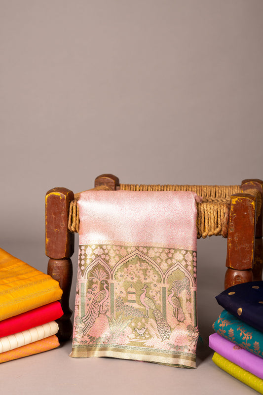 Pink tissue silk saree