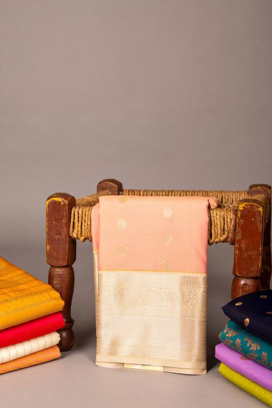 Pastl peach soft silk saree