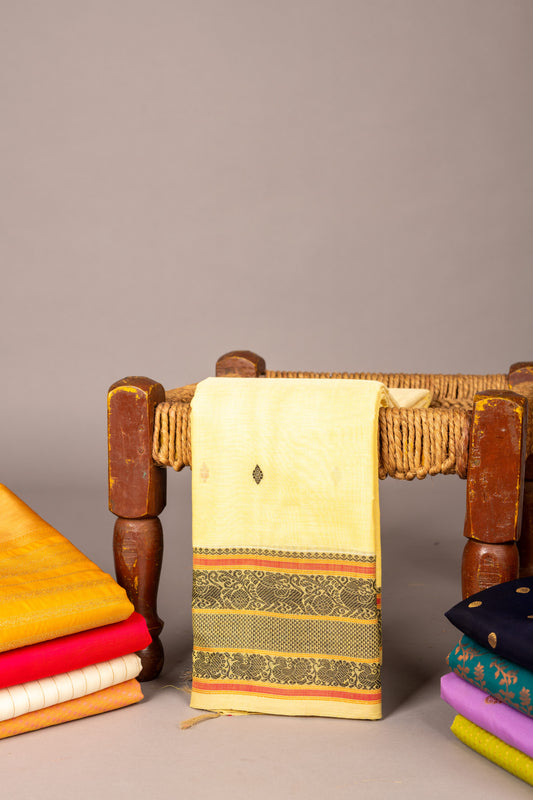 cream pure Kanchi cotton saree