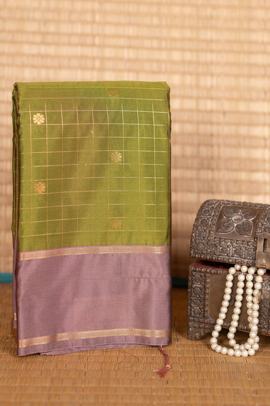 Apple Green and Mauve Semi Silk Saree